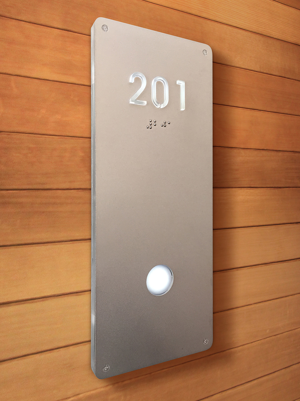 Illuminated Modern Room Number Sign Braille by Luxello LED Signage
