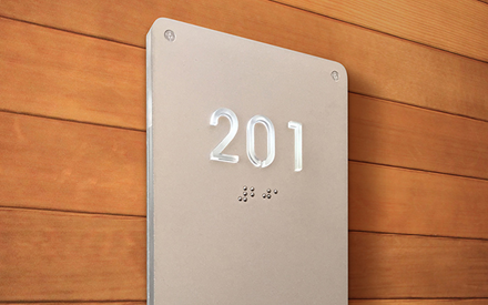 Illuminated Modern Room Number Sign Braille by Luxello LED Signage