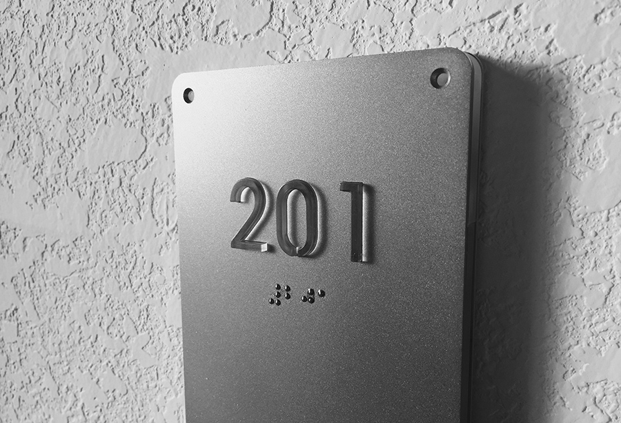 Illuminated Modern Room Number Sign Braille by Luxello LED Signage