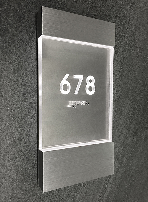 Lighted Clear Room Number Sign by Luxello LED Signage