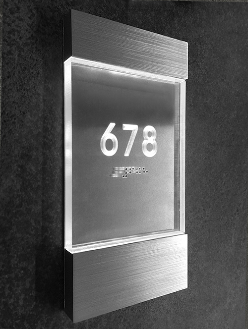 Lighted Clear Room Number Sign by Luxello LED Signage