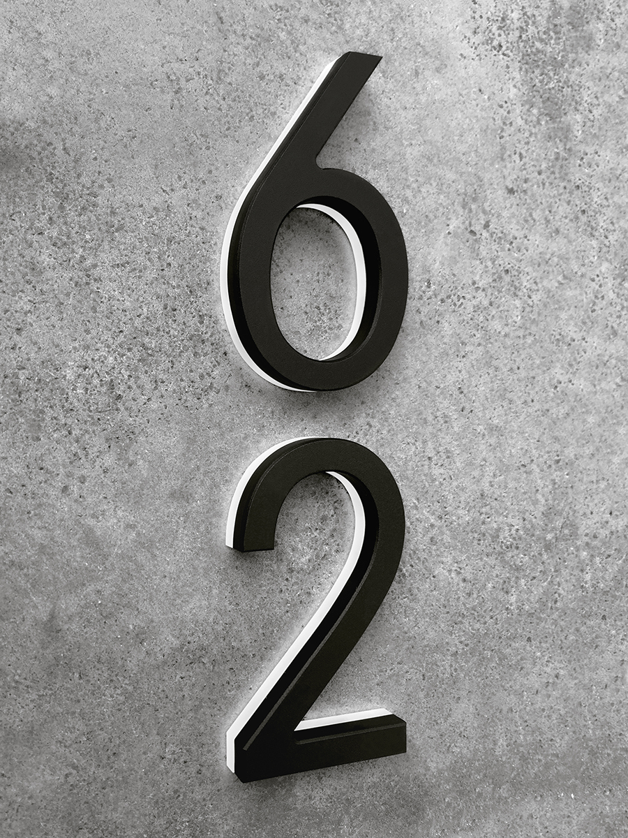 Modern Black Lighted House Numbers 8" by Luxello LED Signage