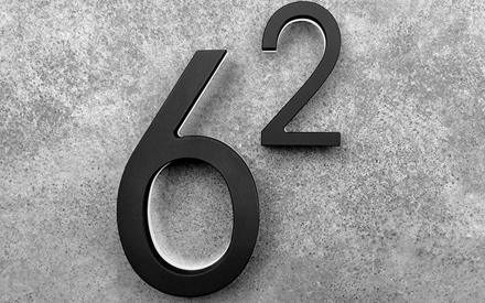 Modern Black Numbers Backlit 5" by Luxello LED Signage