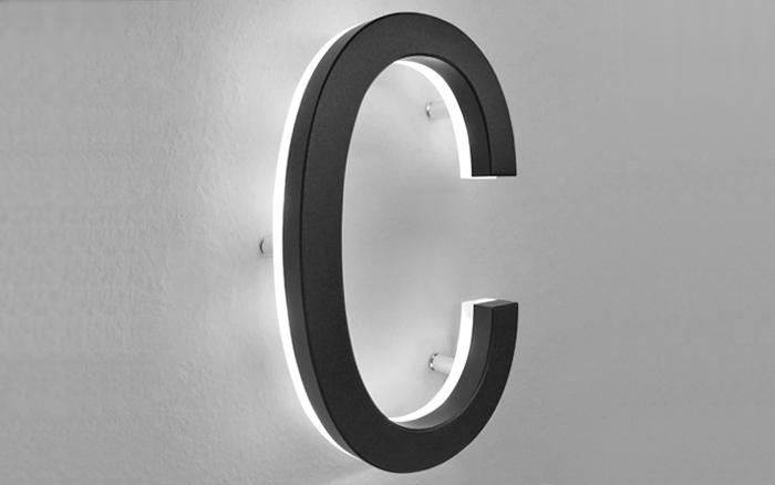 Modern Lighted Black House Letters 5" by Luxello LED Signage