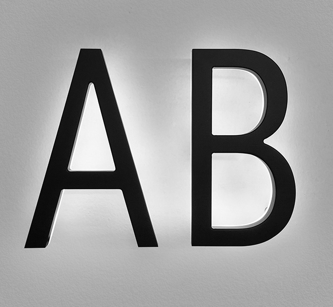 Modern Lighted Black House Letters 5" by Luxello LED Signage