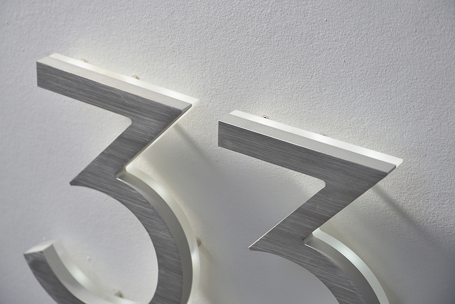 Modern Neutra House Numbers Led Backlit by Luxello LED Signage
