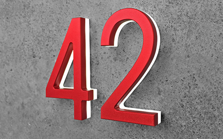 Modern Red 8" Led House Numbers by Luxello LED Signage