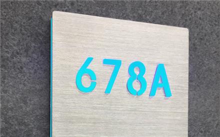 Room Number Sign Panel Lighted - Brushed by Luxello LED Signage