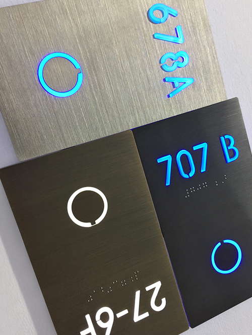 Room Number Sign Panel Lighted - Brushed by Luxello LED Signage