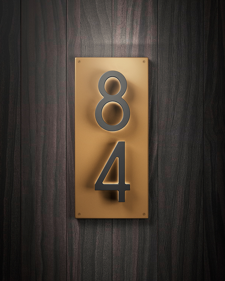 Illuminated House Number Backplate Vertical 5" by Luxello LED Signage