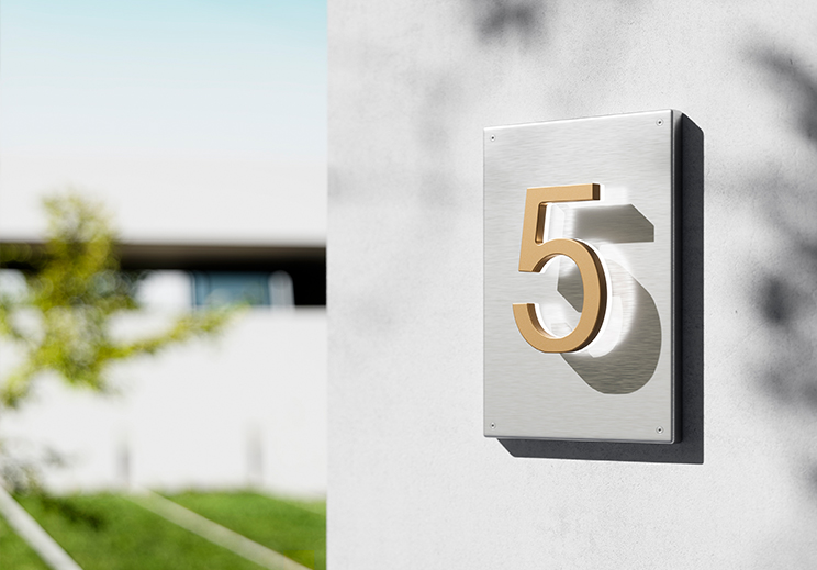 Illuminated House Number Backplate Vertical 5" by Luxello LED Signage