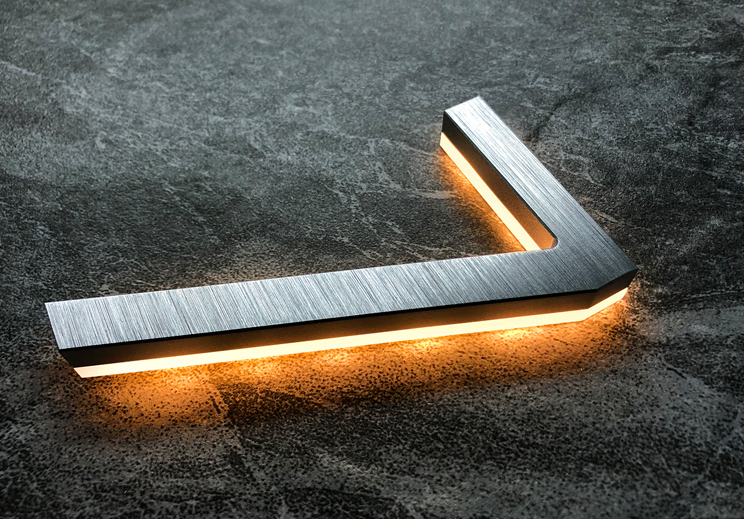 Modern 5" Backlit Brushed House Numbers by Luxello 