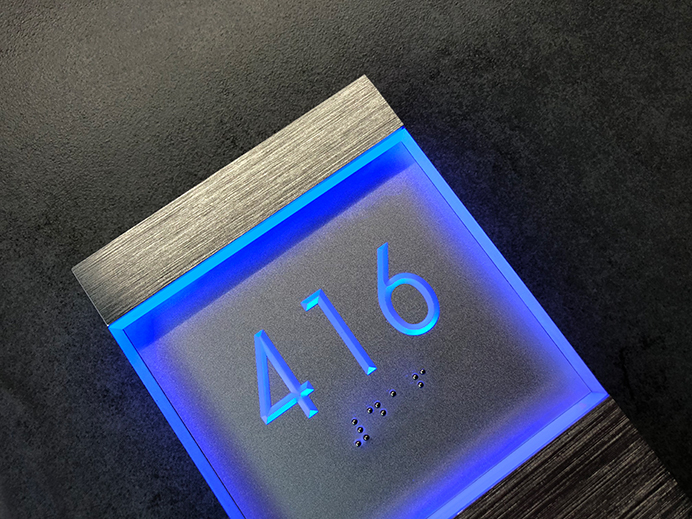 Lighted Clear Led Number Sign Panel + Doorbell by Luxello LED Signage