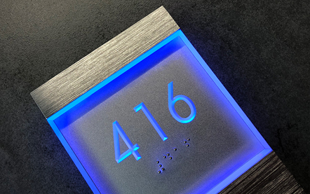 Lighted Clear Led Number Sign Panel + Doorbell by Luxello LED Signage