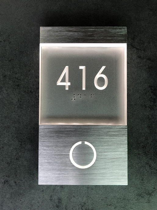 Lighted Clear Led Number Sign Panel + Doorbell by Luxello LED Signage