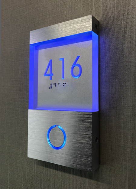 Lighted Clear Led Number Sign Panel + Doorbell by Luxello LED Signage