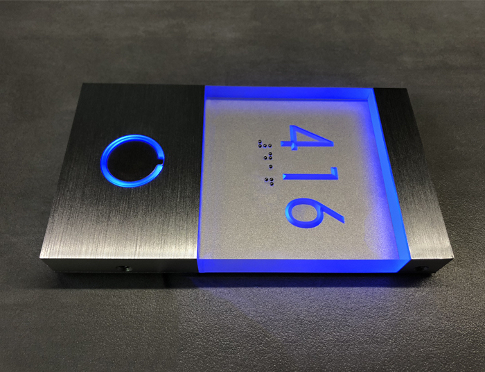 Lighted Clear Led Number Sign Panel + Doorbell by Luxello LED Signage