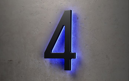 Black 16" Backlit House Numbers by Luxello LED Signage