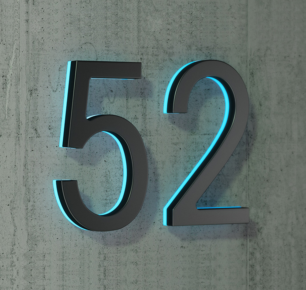 Modern 24" Lighted LED House Numbers by Luxello LED Signage