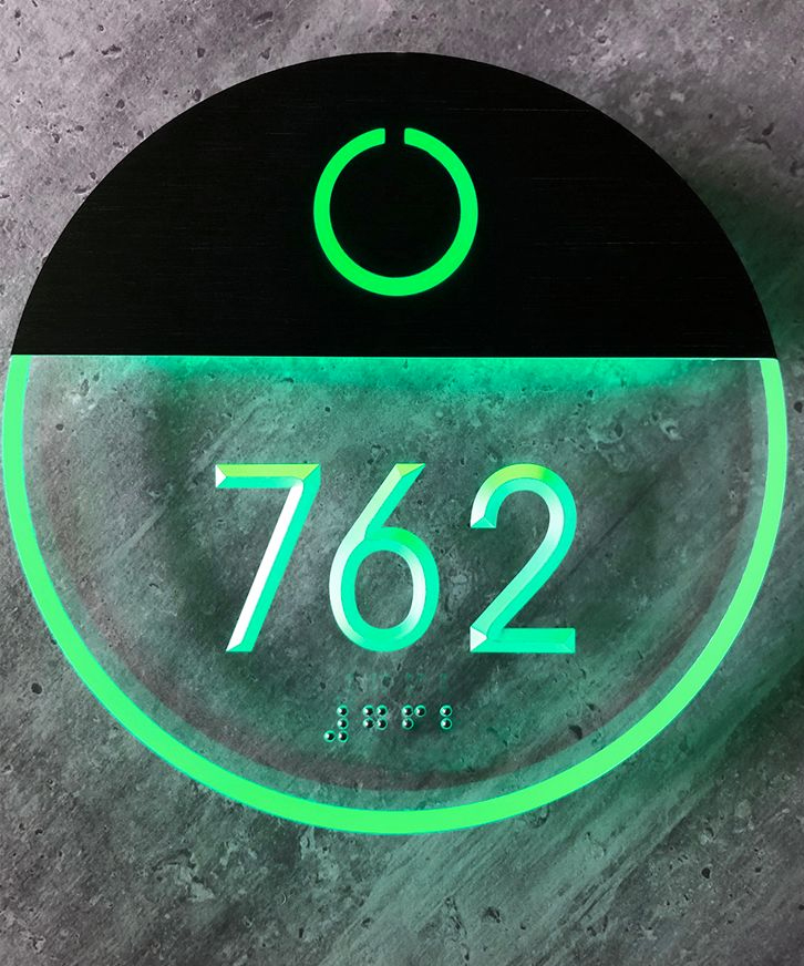 Round Bronze Lighted Clear Number Panels by Luxello LED Signage
