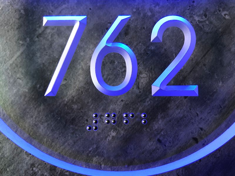 Round Lighted Clear Number Sign Panel + Doorbell by Luxello LED Signage